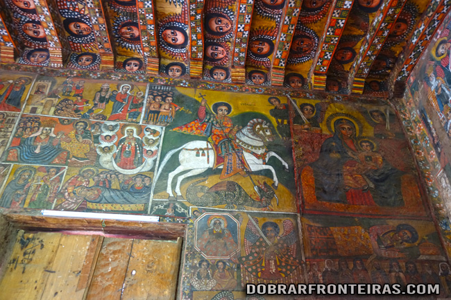 Frescos na igreja de Debre Birhan Selassie em Gondar